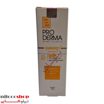 کرم ضد آفتاب بی رنگ پرودرما SPF50 مناسب پوست چرب و جوشدار حجم 40 میلی لیتر