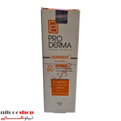 کرم ضد آفتاب بی رنگ پرودرما SPF60 مناسب پوست معمولی و خشک حجم 40 میلی لیتر